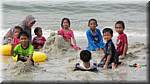 PA47 Pangkor Coral beach Muslim mother with kids.JPG