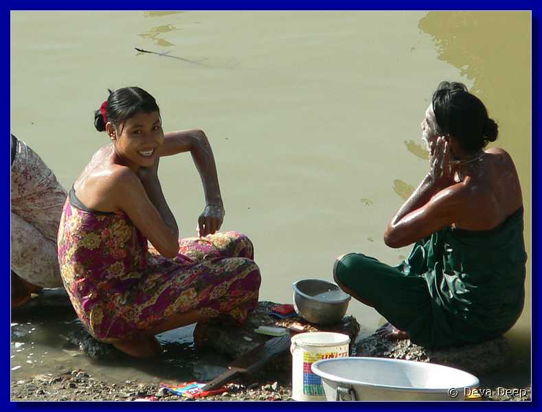 3428 Mandalay River with people women bath